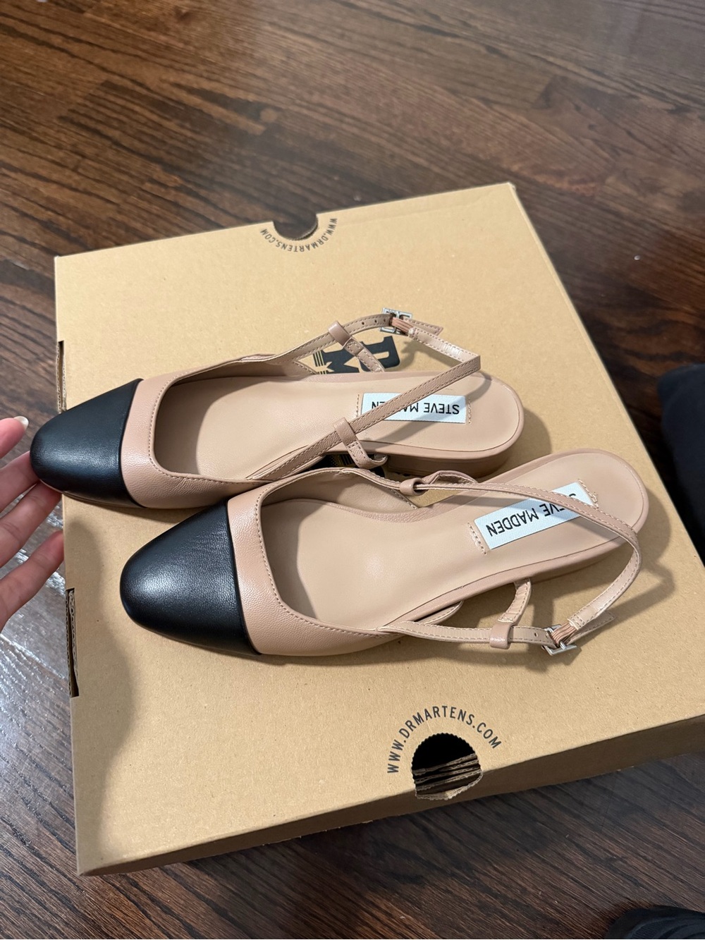 Steve Madden Nude Slingback Flats with Black Cap Toe